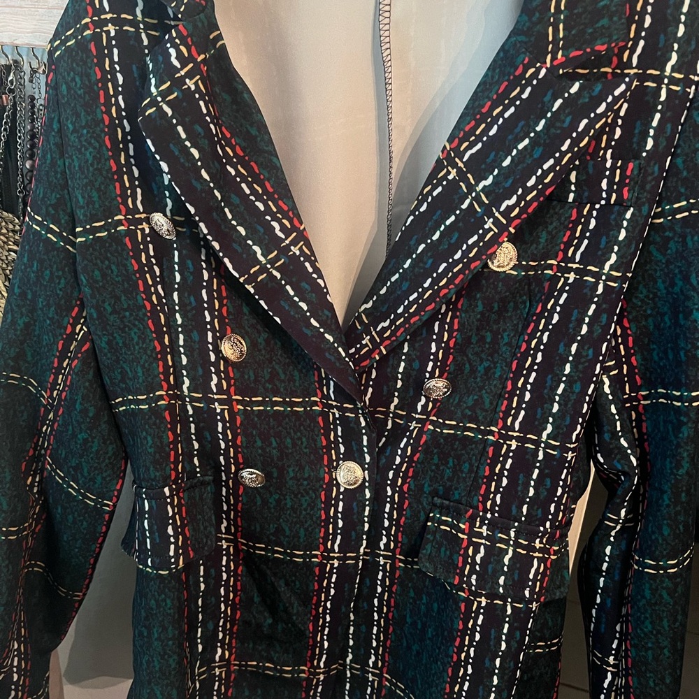 Plaid Double-Breasted Women's Coat